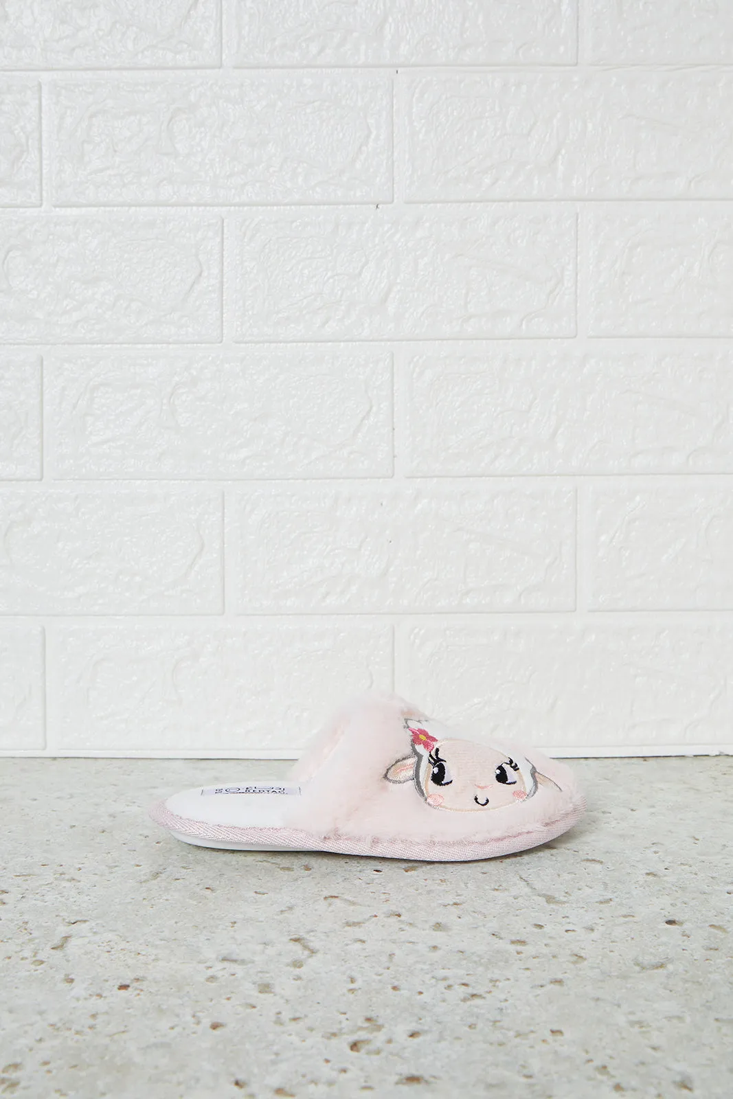 Girls Pink Sheep Face Slipper