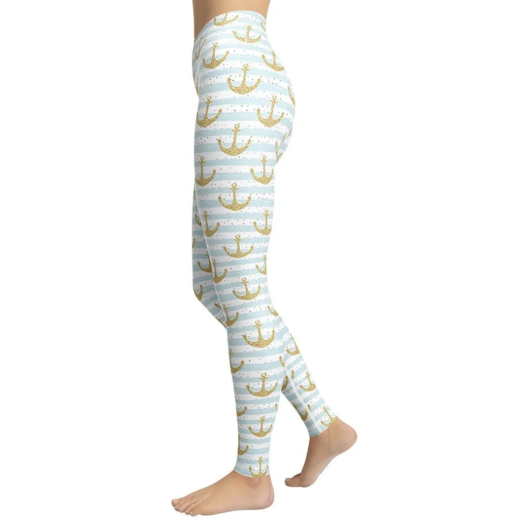 Glittery Anchor Yoga Leggings