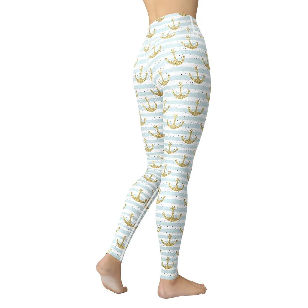 Glittery Anchor Yoga Leggings