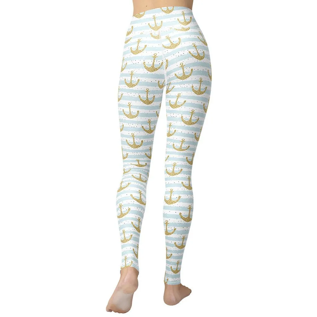 Glittery Anchor Yoga Leggings