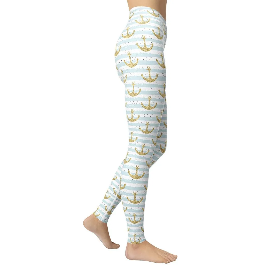 Glittery Anchor Yoga Leggings