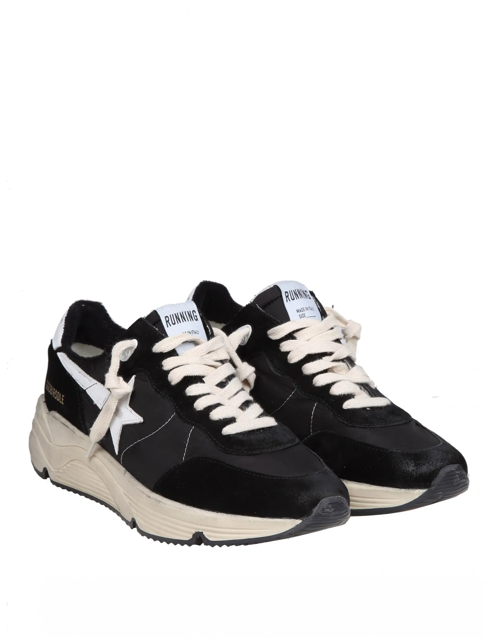 GOLDEN GOOSE RUNNING SUN SNEAKERS IN SUEDE COLOR BLACK/WHITE