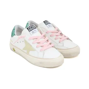 Golden Goose White, Green And Pink Ggdb May Sneakers For Teen Girls