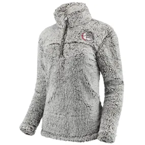 Gonzaga Bulldogs Women's Gray Sherpa Super Soft Quarter Zip Pullover Jacket