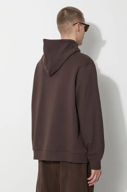 Gramicci cotton sweatshirt One Point Hooded Sweatshirt men's brown color hooded smooth