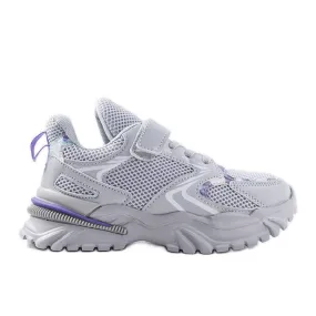 Gray children's sneakers with velcro from Robillard grey