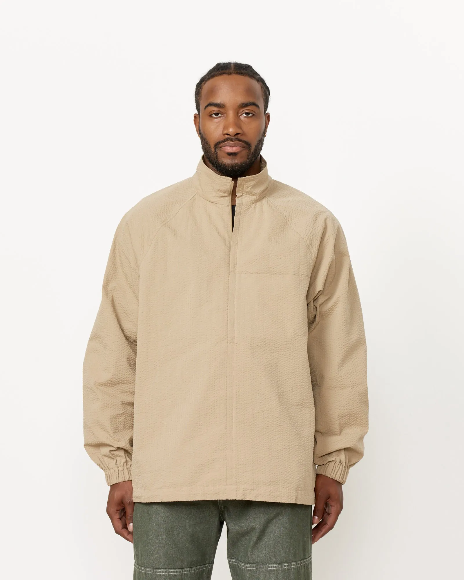 Half Zip Track Jacket in Sand