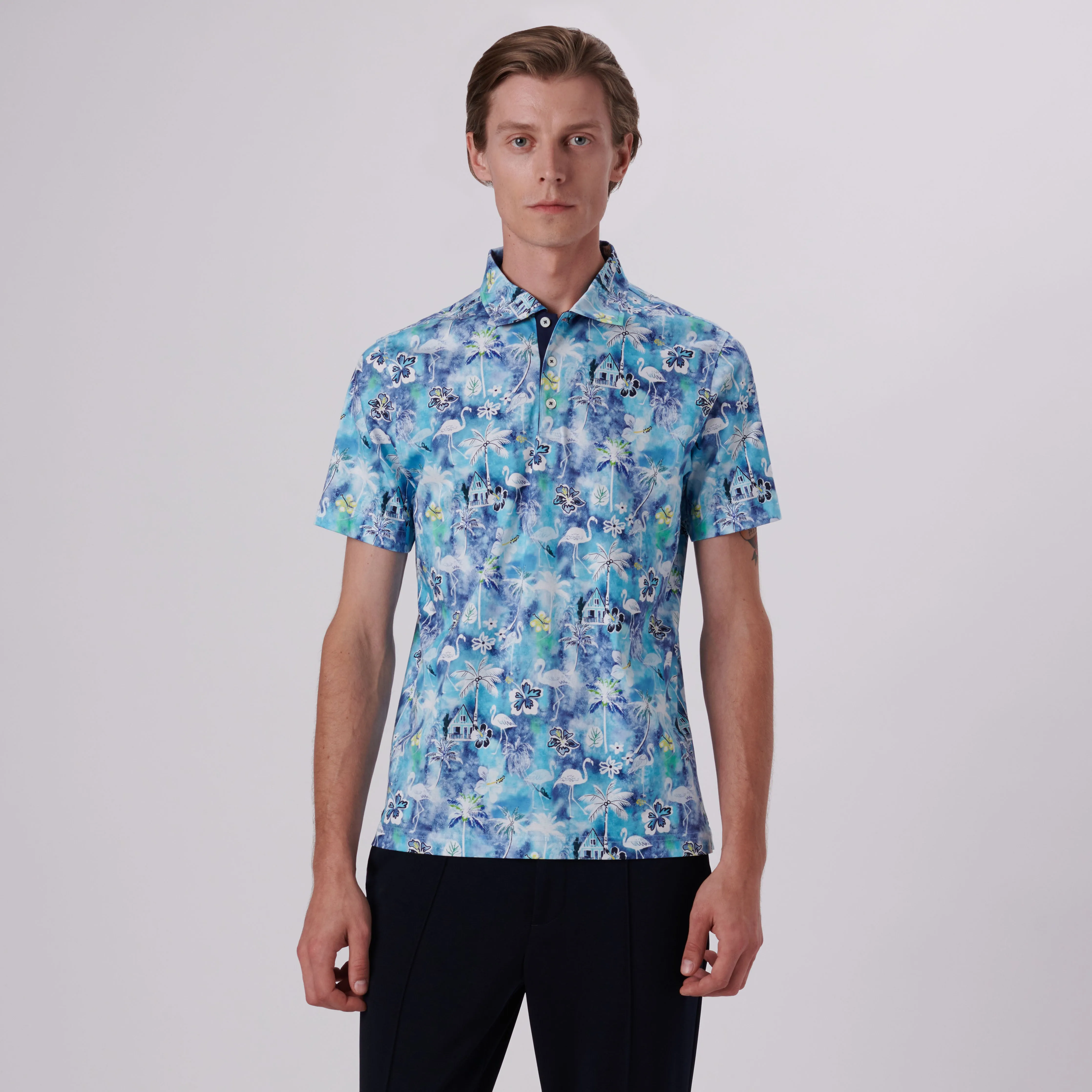 Hendrix Flamingo Floral Print Polo Shirt