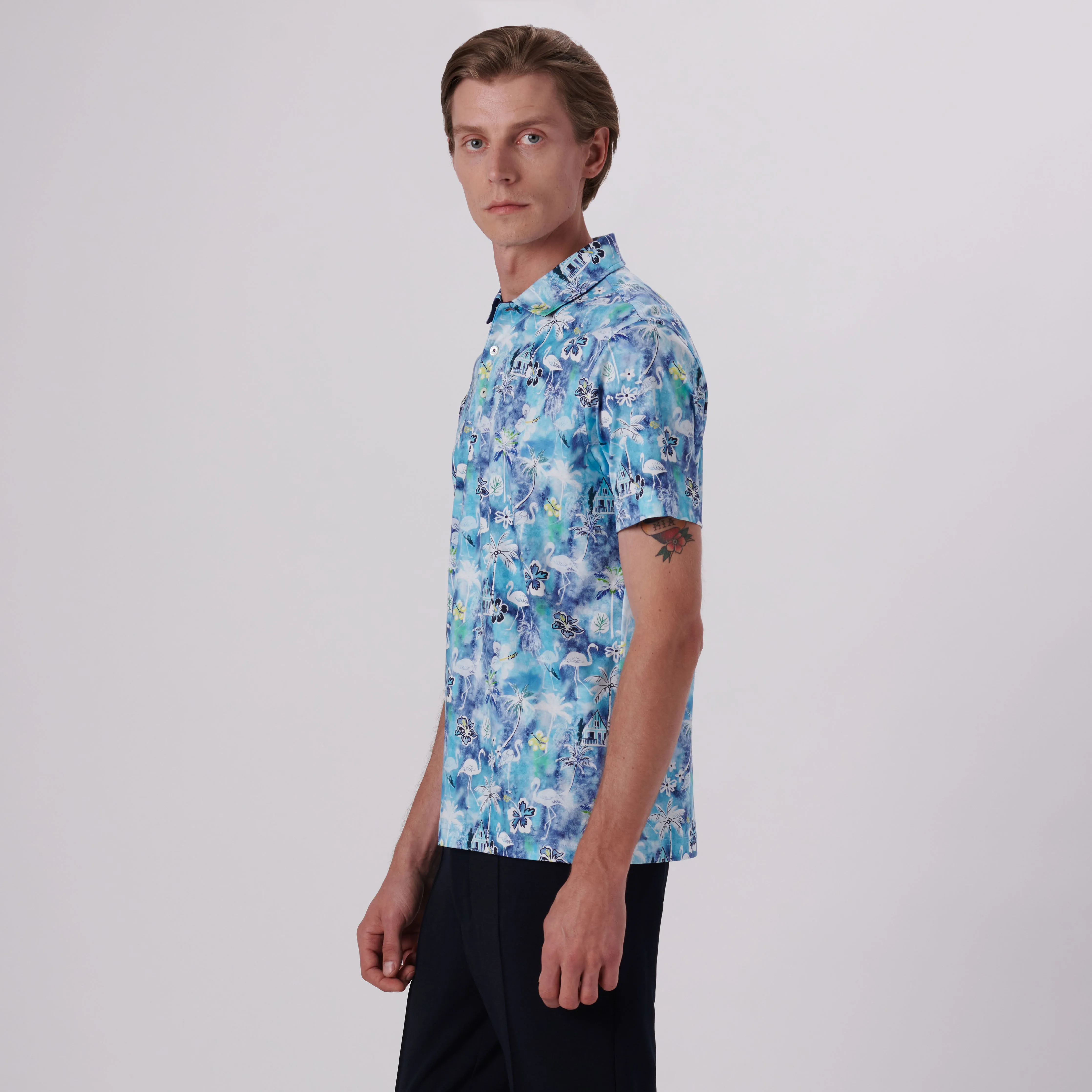 Hendrix Flamingo Floral Print Polo Shirt