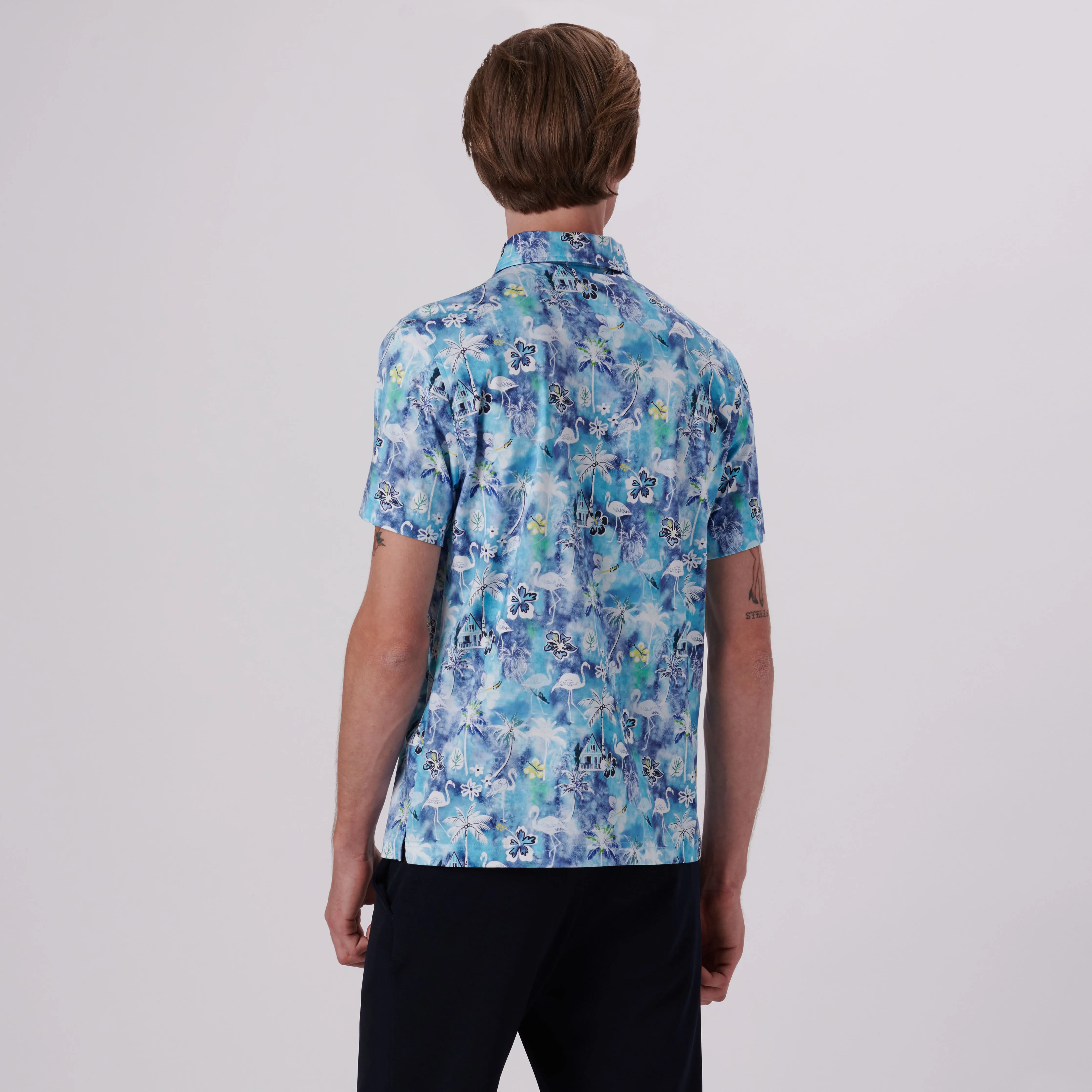 Hendrix Flamingo Floral Print Polo Shirt