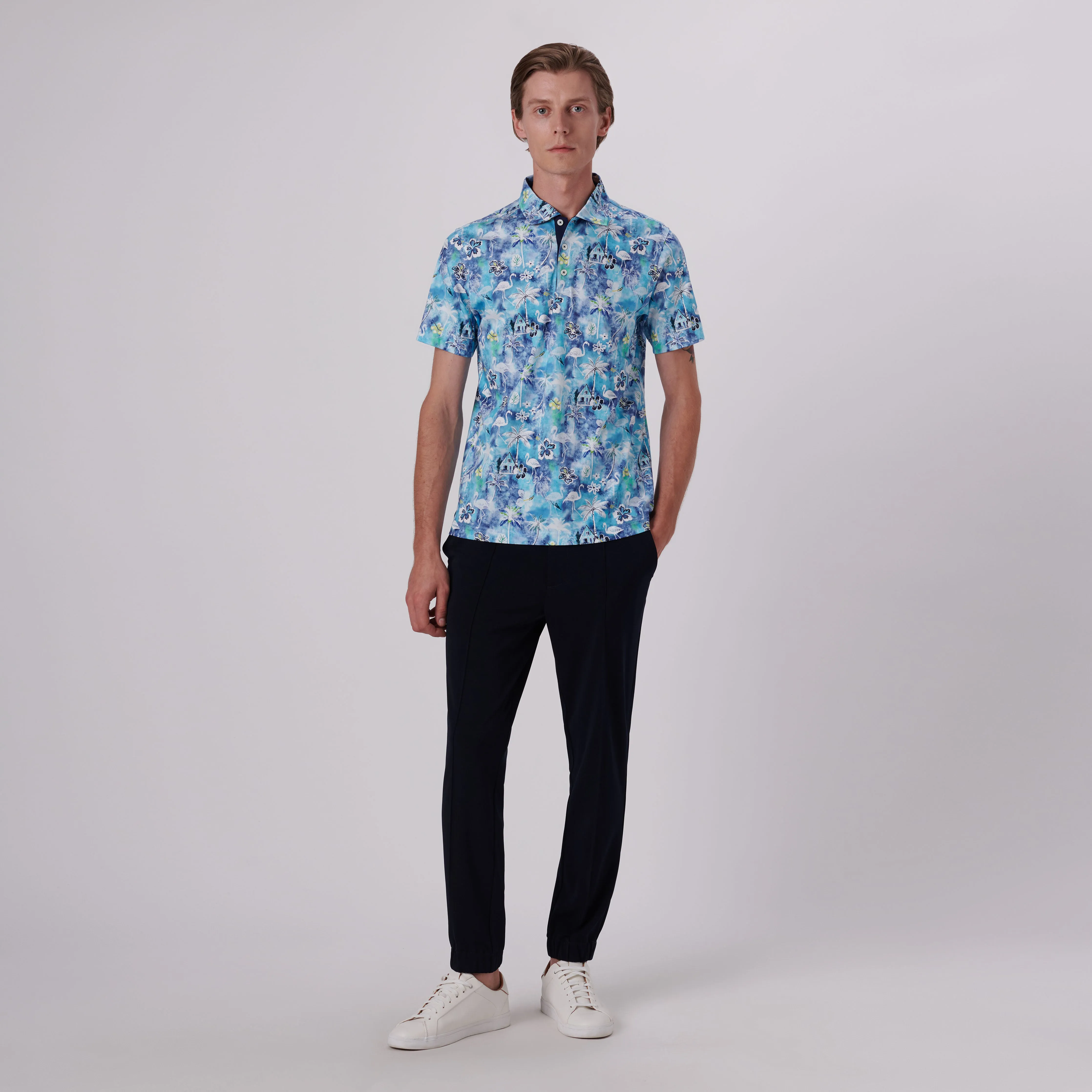 Hendrix Flamingo Floral Print Polo Shirt