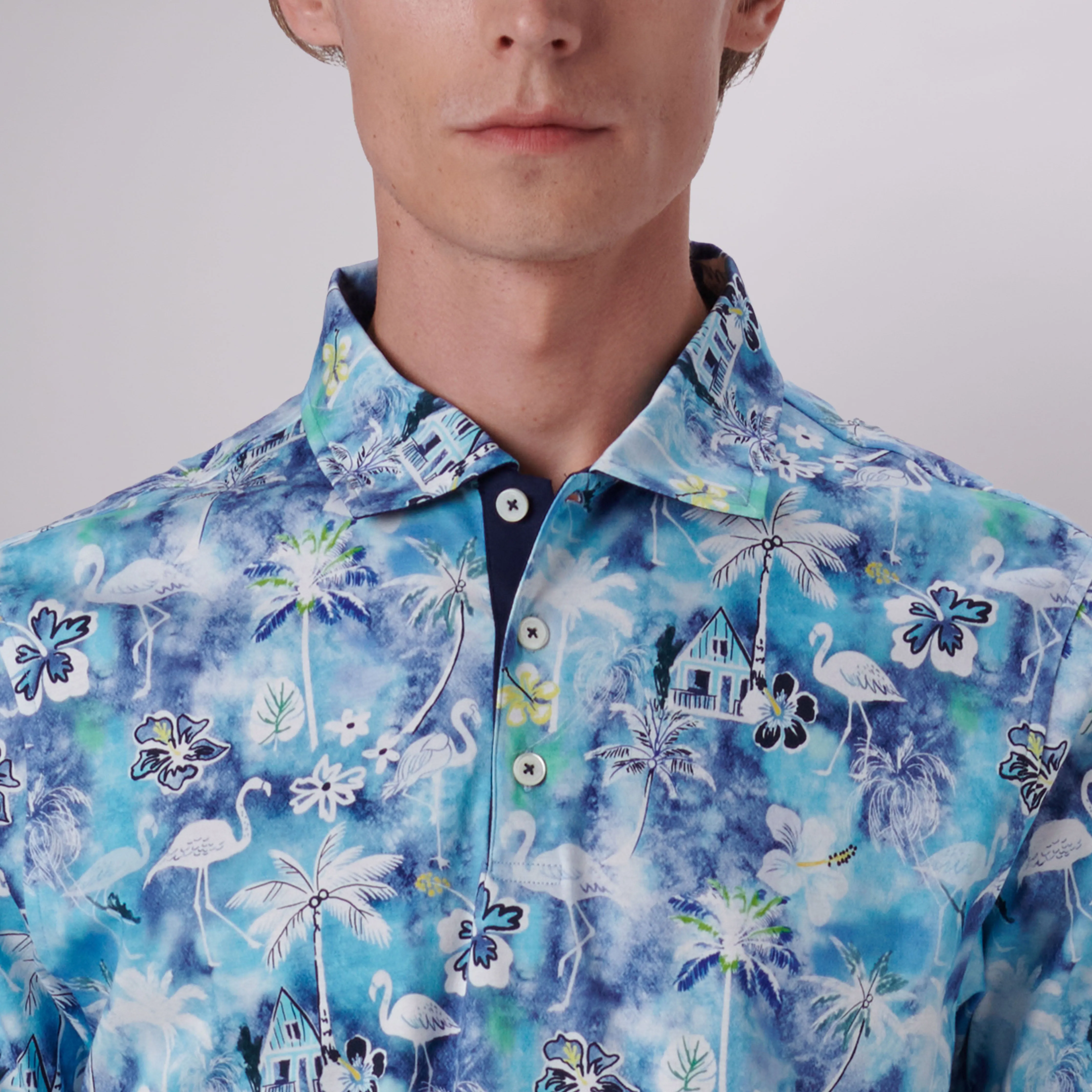 Hendrix Flamingo Floral Print Polo Shirt