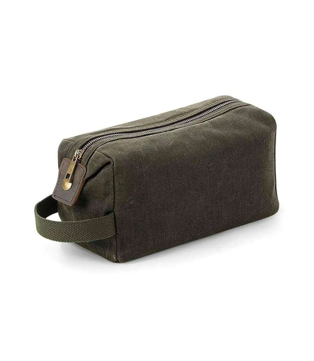 Heritage leather trim toiletry bag one size olive green Quadra