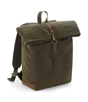 Heritage waxed canvas leather accent backpack one size olive green Quadra