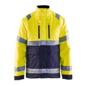 High Vis Winter Jacket, PU 4827 High Vis Geel/Marineblauw - Blåkl&#x