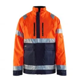 High Vis Winter Jacket, PU 4827 High Vis Oranje/Marineblauw - Blåkl&