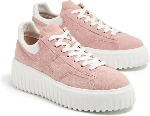 Hogan H-Stripes suede sneakers Pink