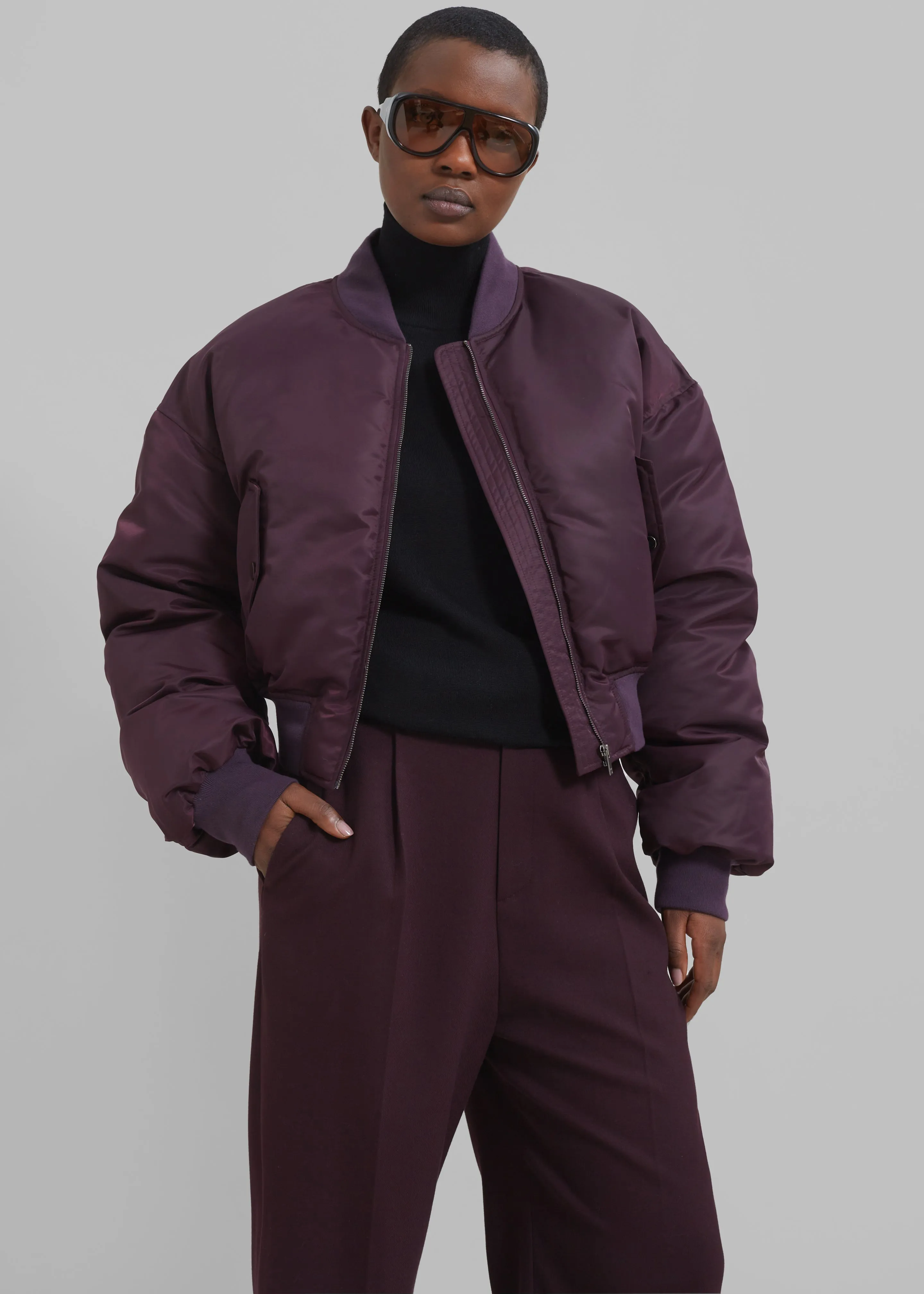 Houghton Cropped Bomber - Prune