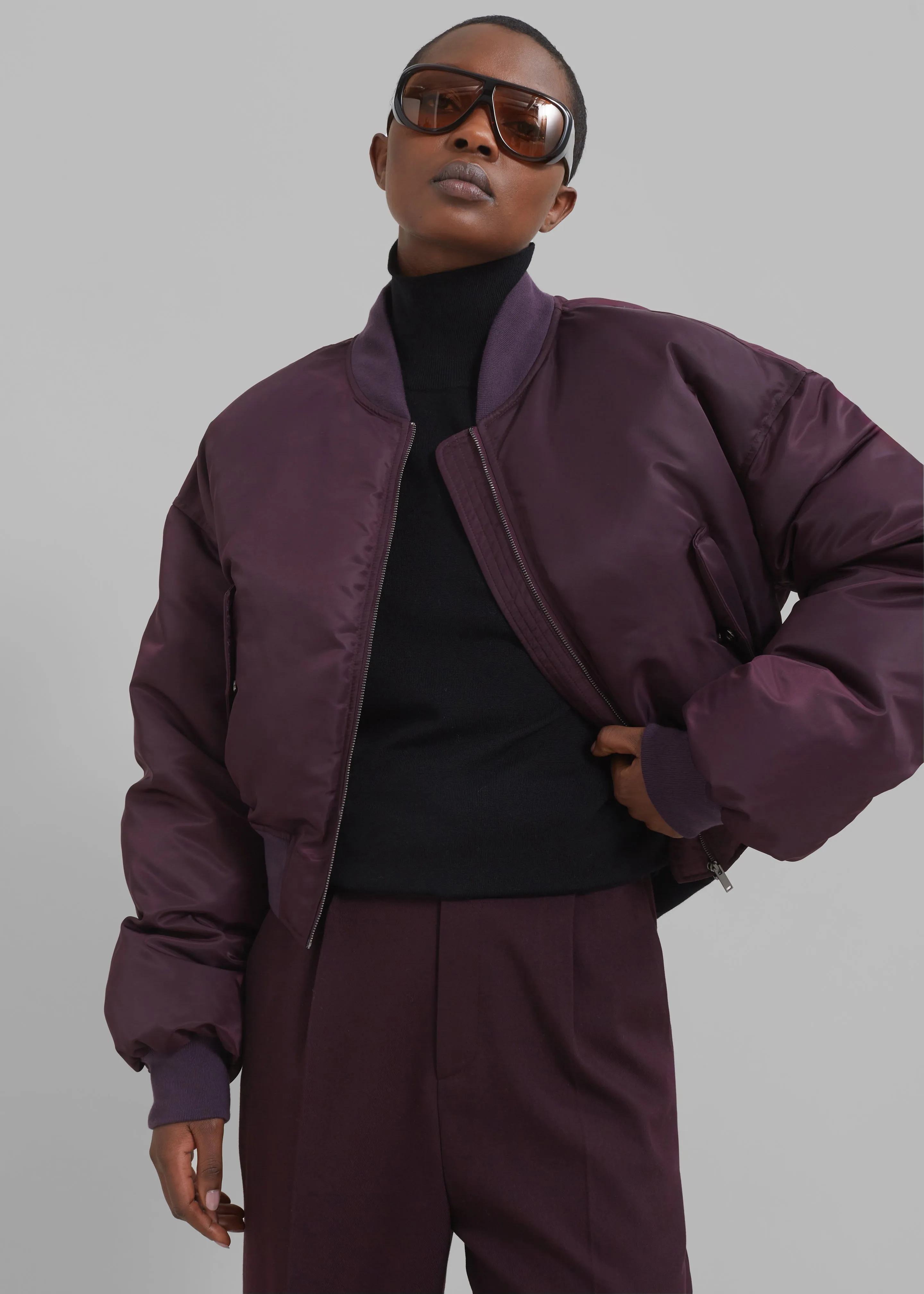 Houghton Cropped Bomber - Prune