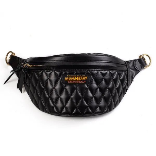 Iron Heart Diamond Stitched Leather Waist Bag