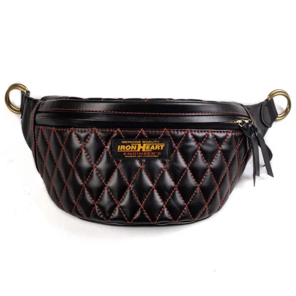 Iron Heart Diamond Stitched Leather Waist Bag