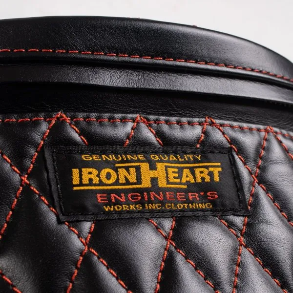 Iron Heart Diamond Stitched Leather Waist Bag