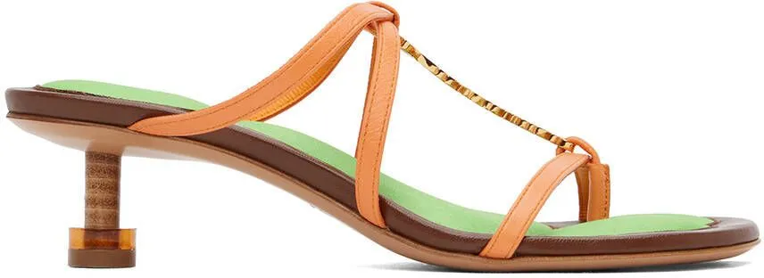 Jacquemus Orange Le Raphia 'Les Sandales Basses Pralu' Sandals