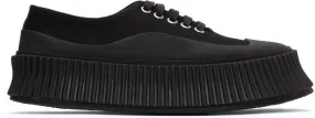 Jil Sander Black Canvas Platform Sneakers