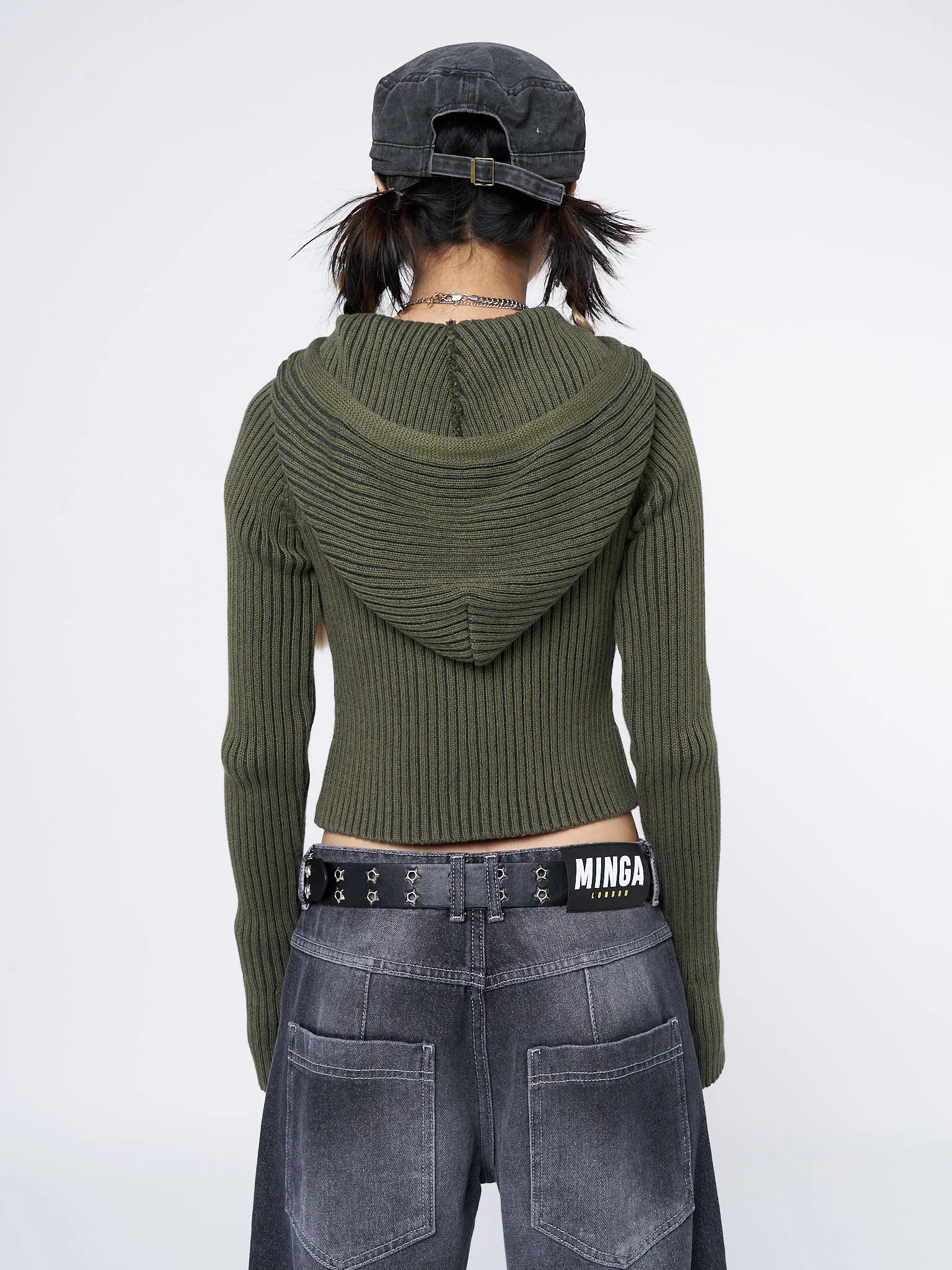 Jinx Green Cropped Zip Hoodie Cardigan