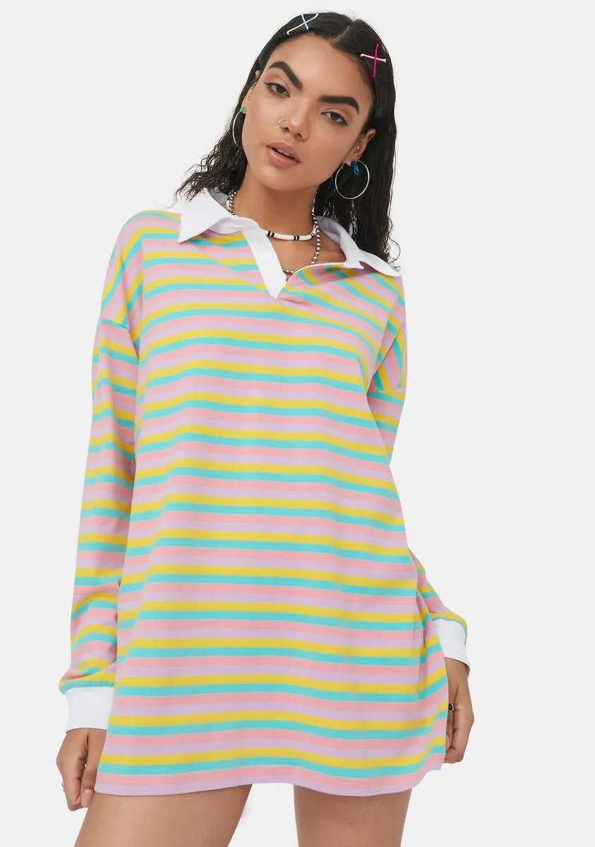 Join The Club Striped Polo Tee-