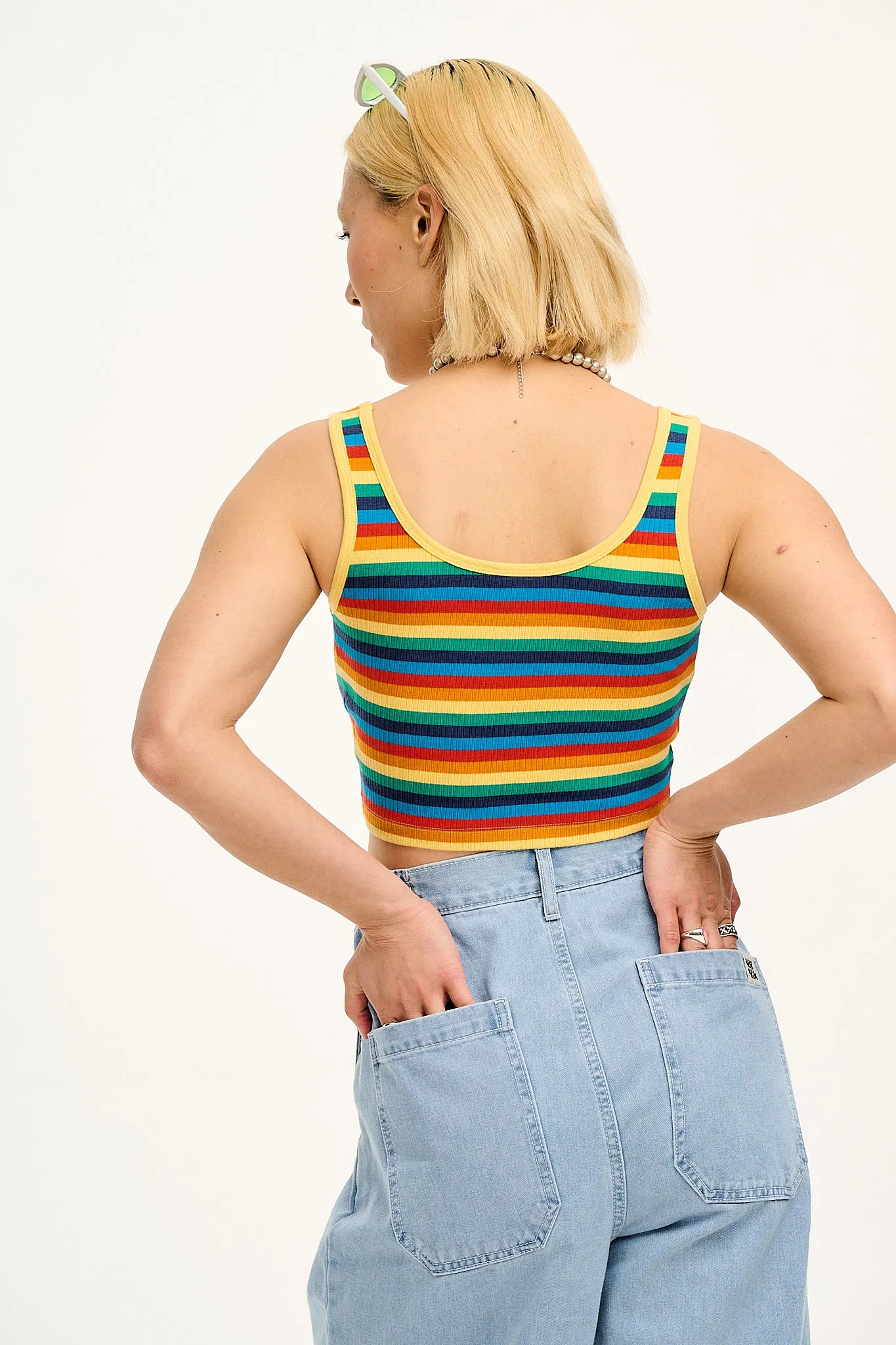 Josy Vest Top: ORGANIC COTTON & LENZING ECOVERO - Rainbow Stripe