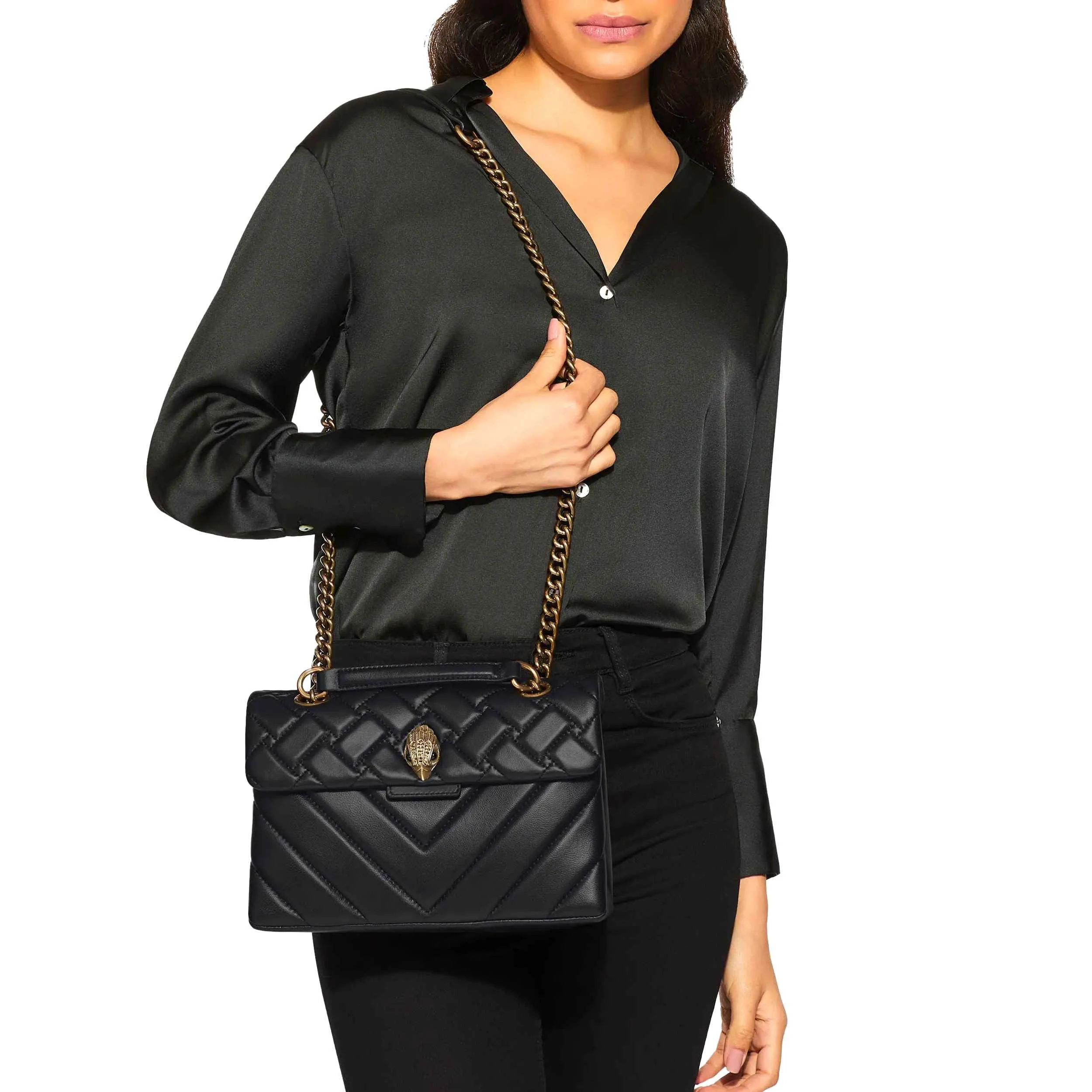 KURT GEIGER LONDON LEATHER KENSINGTON X BLACK BAG