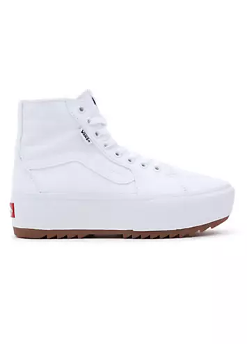 Ladies Filmore White Canvas Hi Tapered Platform Trainers by Vans | Look Again