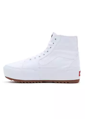 Ladies Filmore White Canvas Hi Tapered Platform Trainers by Vans | Look Again