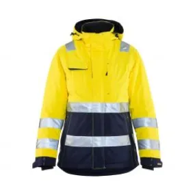 Ladies High Vis Winter Jacket 4872 High Vis Geel/Marineblauw - Blåkl