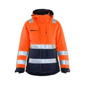 Ladies High Vis Winter Jacket 4872 High Vis Oranje/Marineblauw - Blå