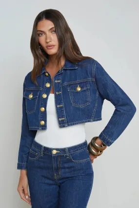 L'AGENCE GENEVIE CROPPED DENIM JACKET IN CONWAY