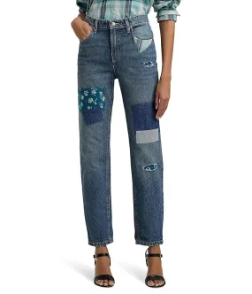 LAUREN Ralph Lauren Patchwork Boyfriend Tapered Ankle Jeans