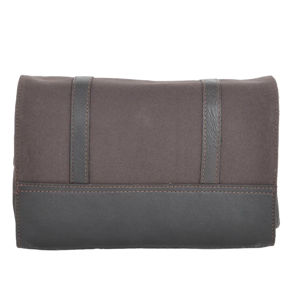 Leather & Canvas Hanging Toiletry Bag Brown/tum : 7010