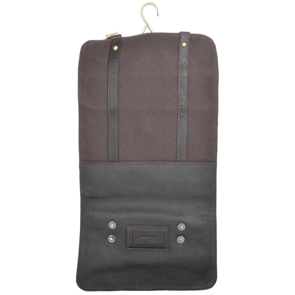 Leather & Canvas Hanging Toiletry Bag Brown/tum : 7010