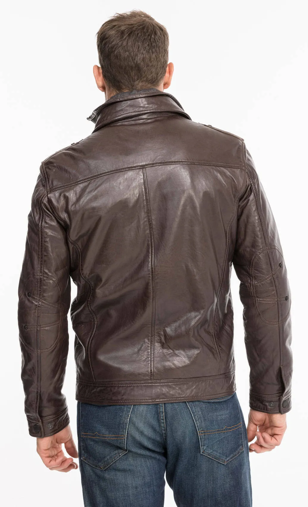 Leather jacket man brown 51704 winter sport lamb