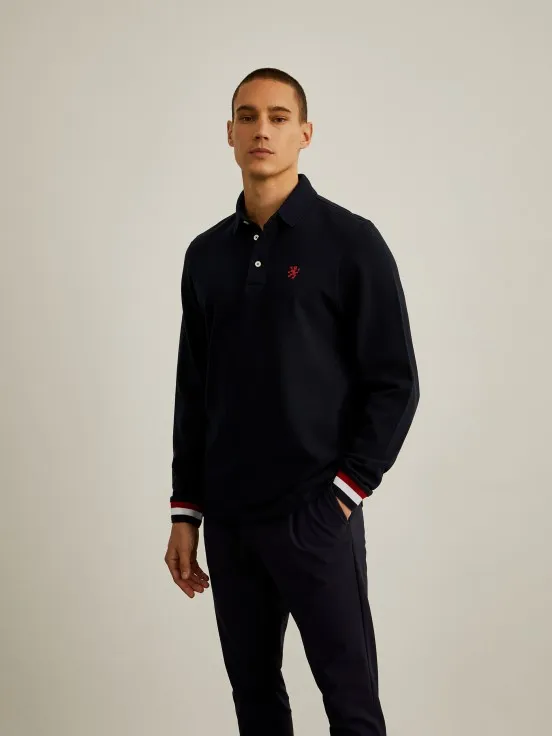 Long-sleeve regular fit polo shirt