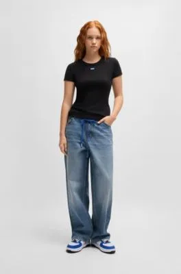 Loose-fit jeans with branded lace belt