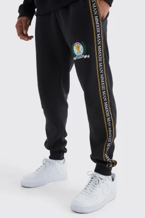 Man Gold Slim Fit Printed Joggers | boohooMAN UK