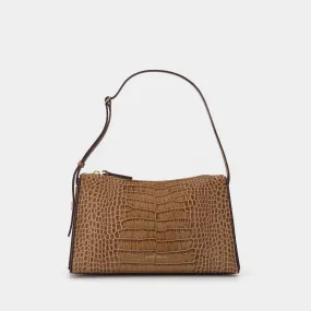 Manu Atelier  Prism Bag in Brown Croc-Embossed Leather