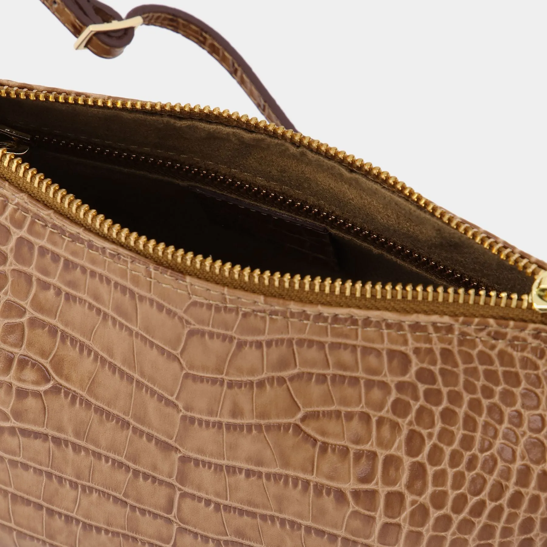 Manu Atelier  Prism Bag in Brown Croc-Embossed Leather