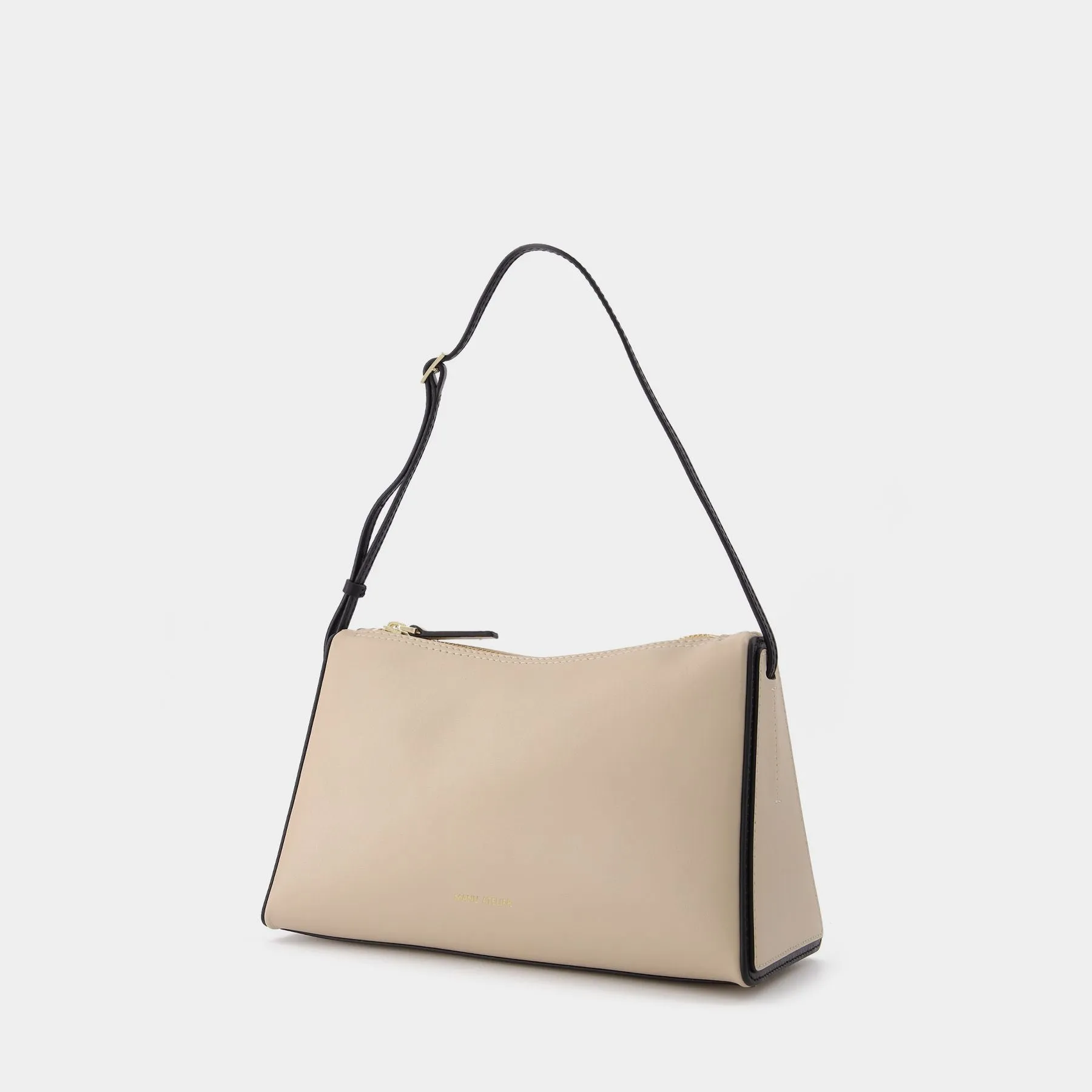 Manu Atelier  Prism Bag in Ivory and Black Leather