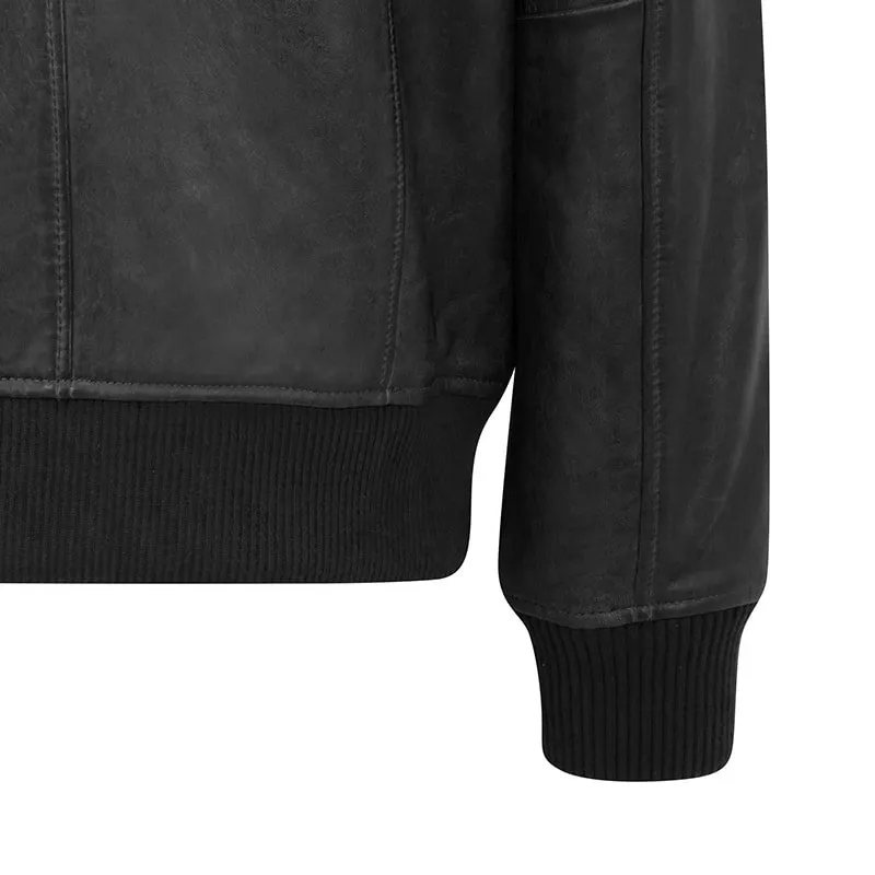 Men's Black Aviator Leather Jacket - Airborn - PRIMEHIDE Leather