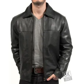 Mens Black Cow Hide Leather Jacket - Plus Size - Harrington | Free UK Delivery