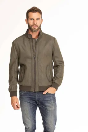 Men's green leather jacket in classic gervin pilot style